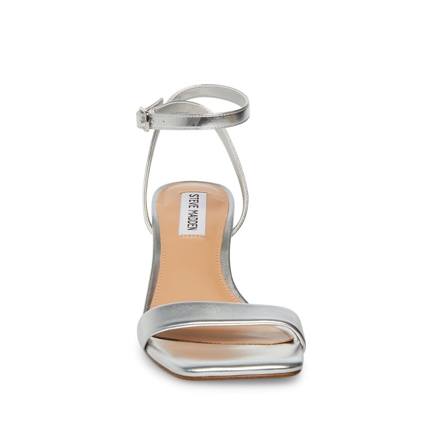 σανδαλια με τακουνι γυναικεια Steve Madden Luxe ασημι | GR-5847XIP