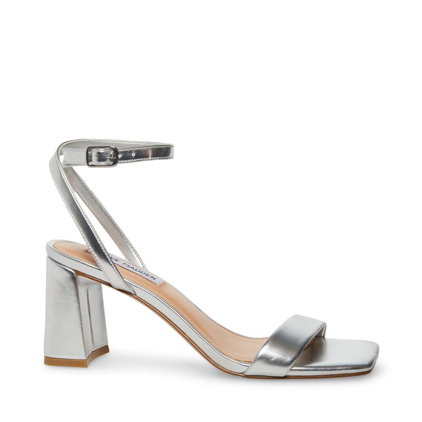 σανδαλια με τακουνι γυναικεια Steve Madden Luxe ασημι | GR-5847XIP