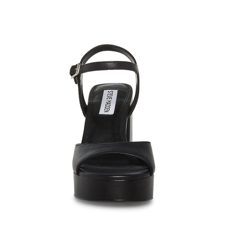 σανδαλια με τακουνι γυναικεια Steve Madden Amy δερματινα μαυρα | GR-5932JMQ