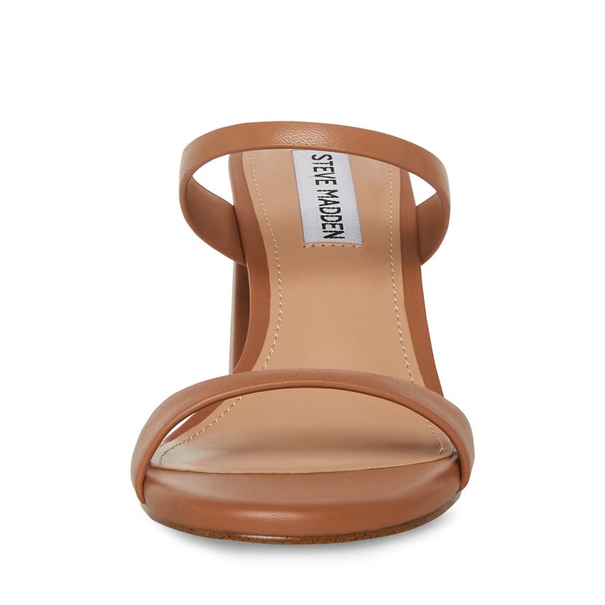 σανδαλια με τακουνι γυναικεια Steve Madden Bridgette δερματινα καφε | GR-5O46LIM