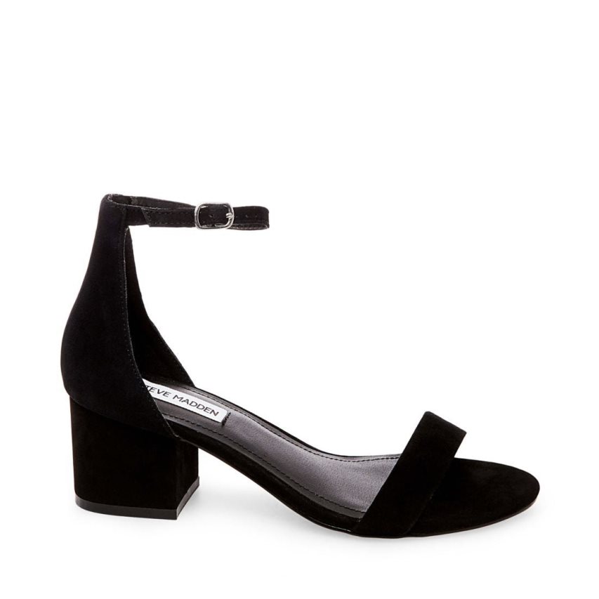 σανδαλια με τακουνι γυναικεια Steve Madden Ireneew σουετ μαυρα | GR-6248ZNJ