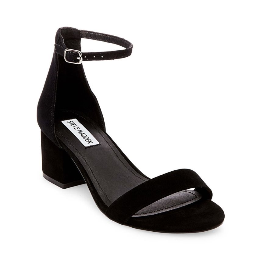 σανδαλια με τακουνι γυναικεια Steve Madden Ireneew σουετ μαυρα | GR-6248ZNJ