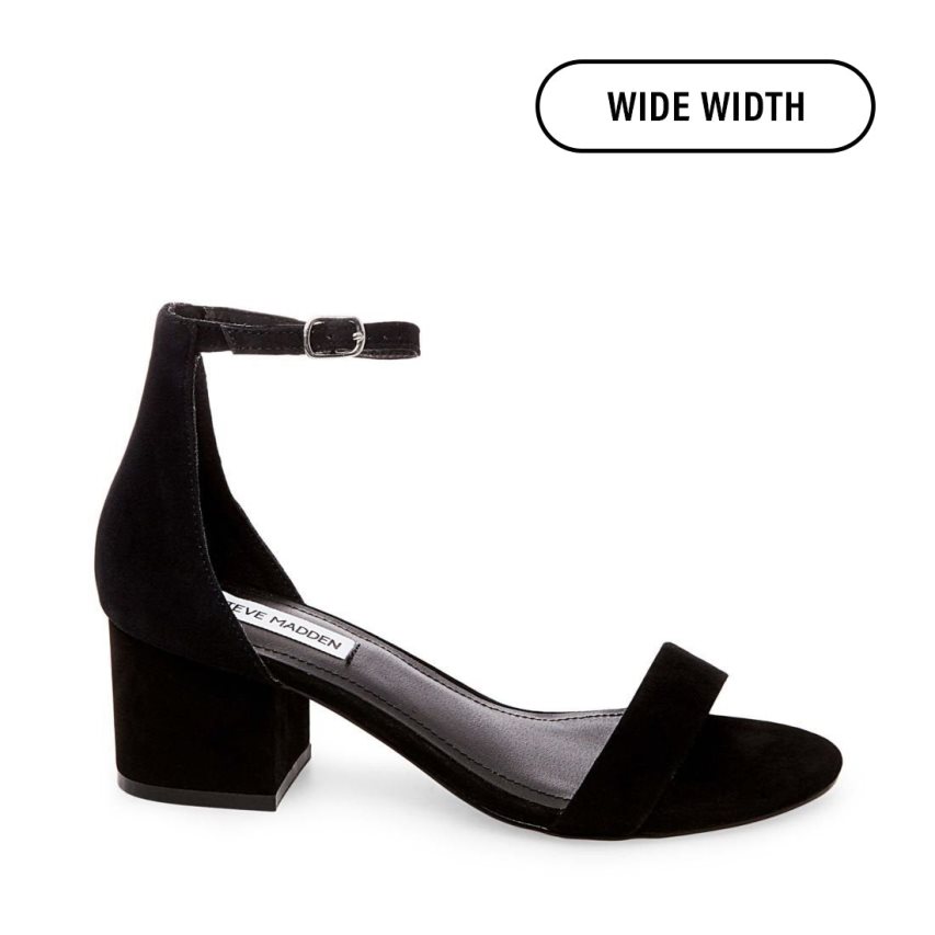 σανδαλια με τακουνι γυναικεια Steve Madden Ireneew σουετ μαυρα | GR-6248ZNJ