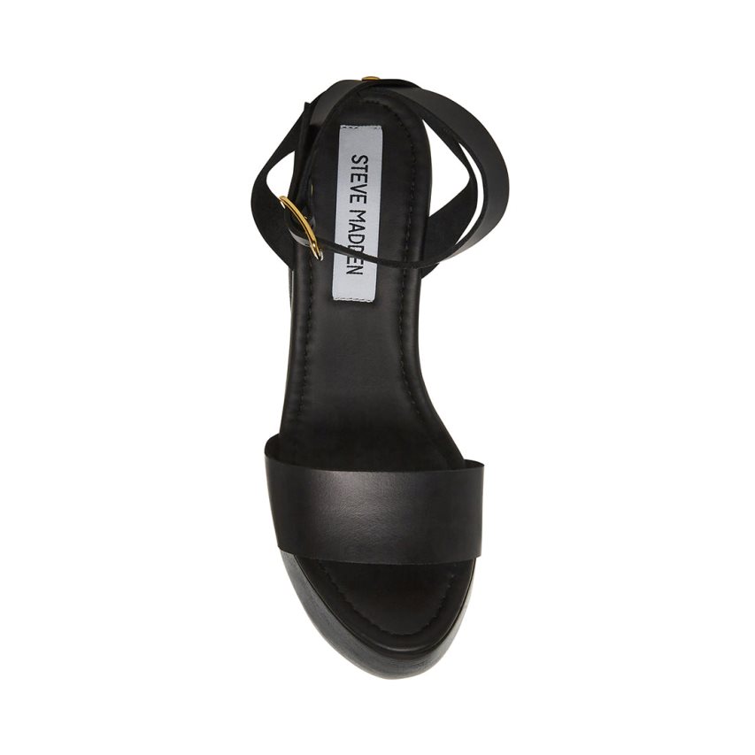 σανδαλια με τακουνι γυναικεια Steve Madden Alessia δερματινα μαυρα | GR-6291SIU