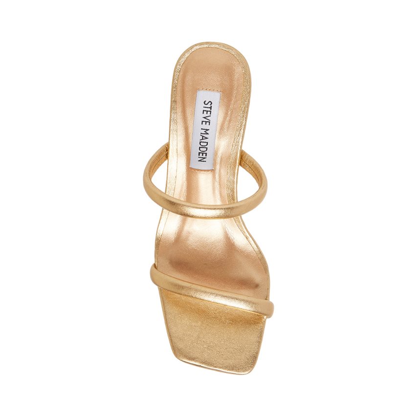 σανδαλια με τακουνι γυναικεια Steve Madden Joy δερματινα χρυσο χρωμα | GR-6328RFP