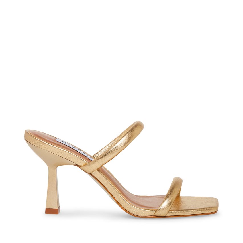 σανδαλια με τακουνι γυναικεια Steve Madden Joy δερματινα χρυσο χρωμα | GR-6328RFP