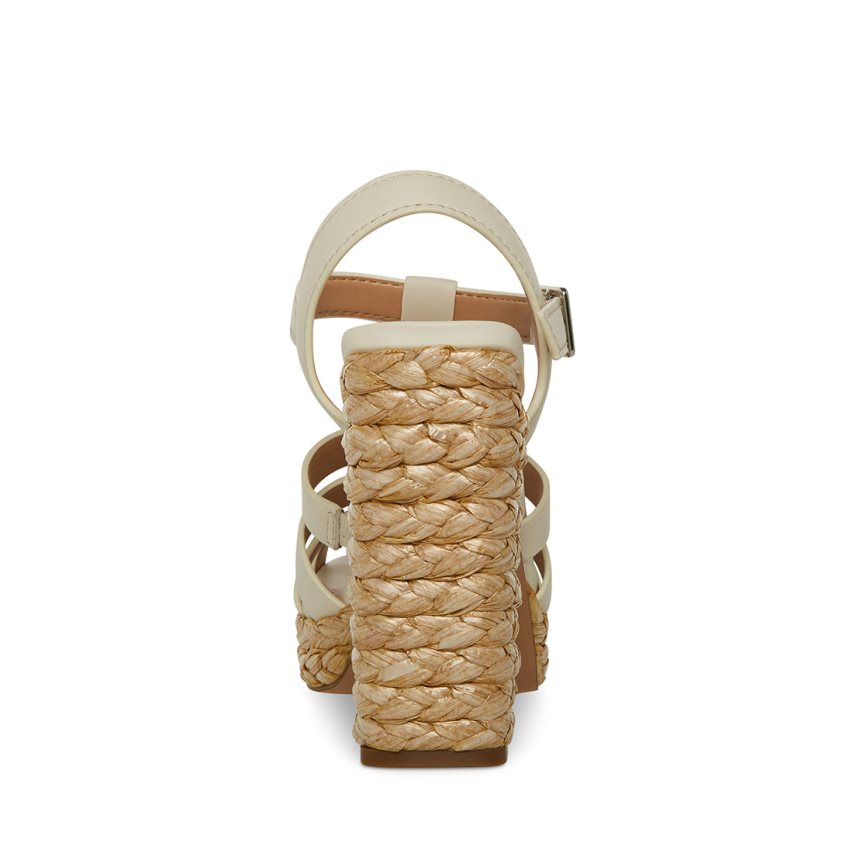 σανδαλια με τακουνι γυναικεια Steve Madden Gallery δερματινα κρέμα | GR-6384MWT