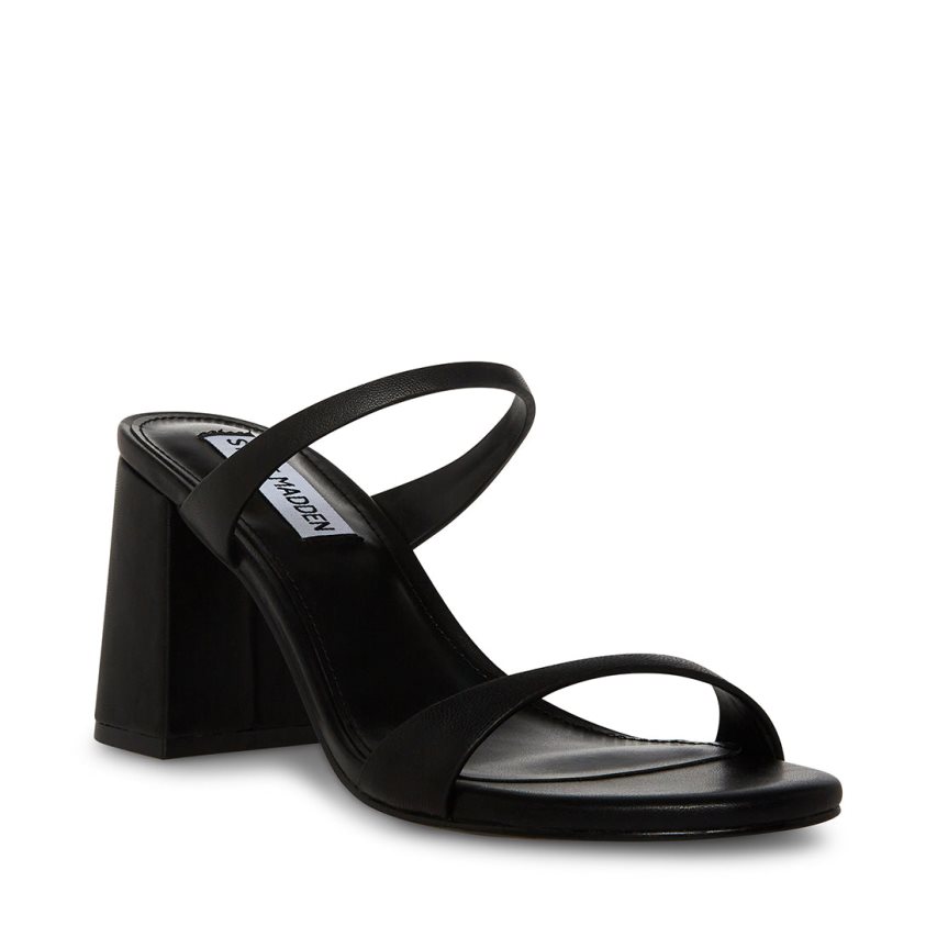 σανδαλια με τακουνι γυναικεια Steve Madden Bridgette δερματινα μαυρα | GR-6519PHB