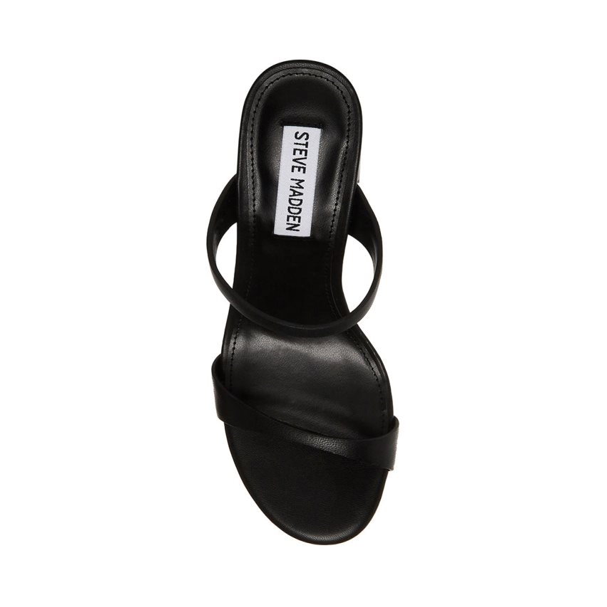 σανδαλια με τακουνι γυναικεια Steve Madden Bridgette δερματινα μαυρα | GR-6519PHB