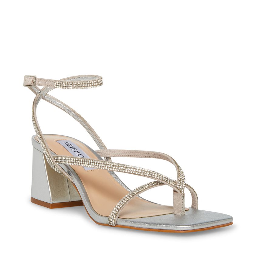 σανδαλια με τακουνι γυναικεια Steve Madden Alaina-r ασημι | GR-6749WHD