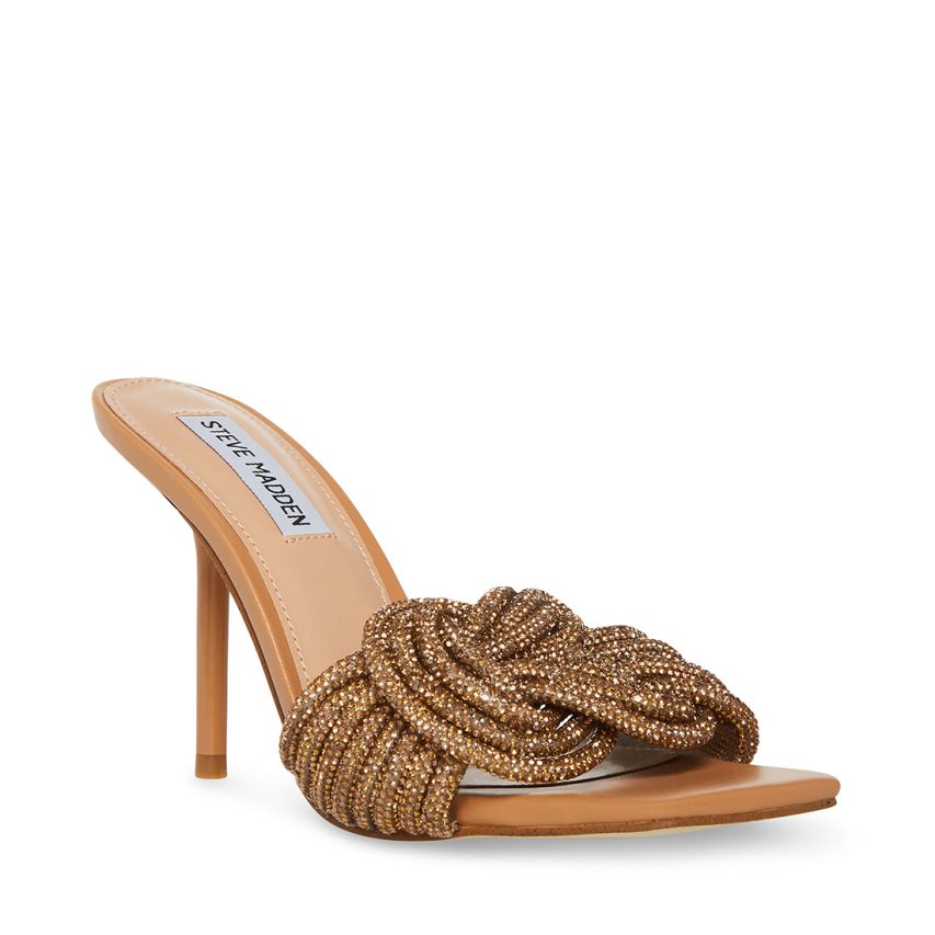 σανδαλια με τακουνι γυναικεια Steve Madden Applaud χρυσο χρωμα | GR-6789XQF