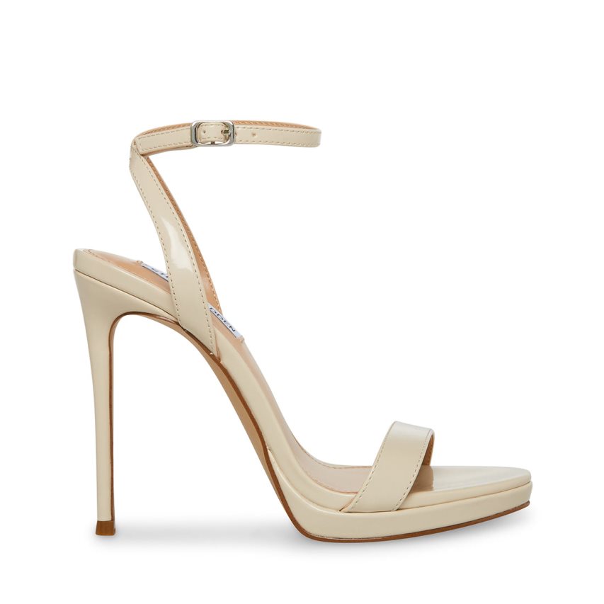 σανδαλια με τακουνι γυναικεια Steve Madden Wafer λουστρινι Μπεζ | GR-6817KAV