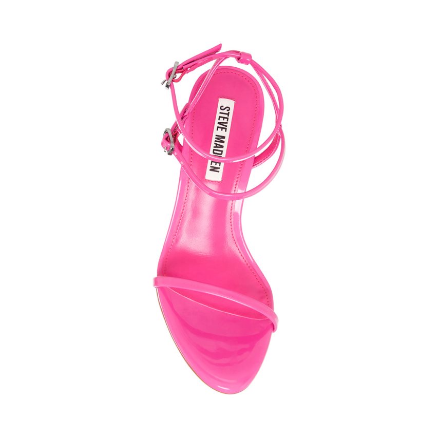 σανδαλια με τακουνι γυναικεια Steve Madden Theresa λουστρινι ροζ | GR-6847EXU
