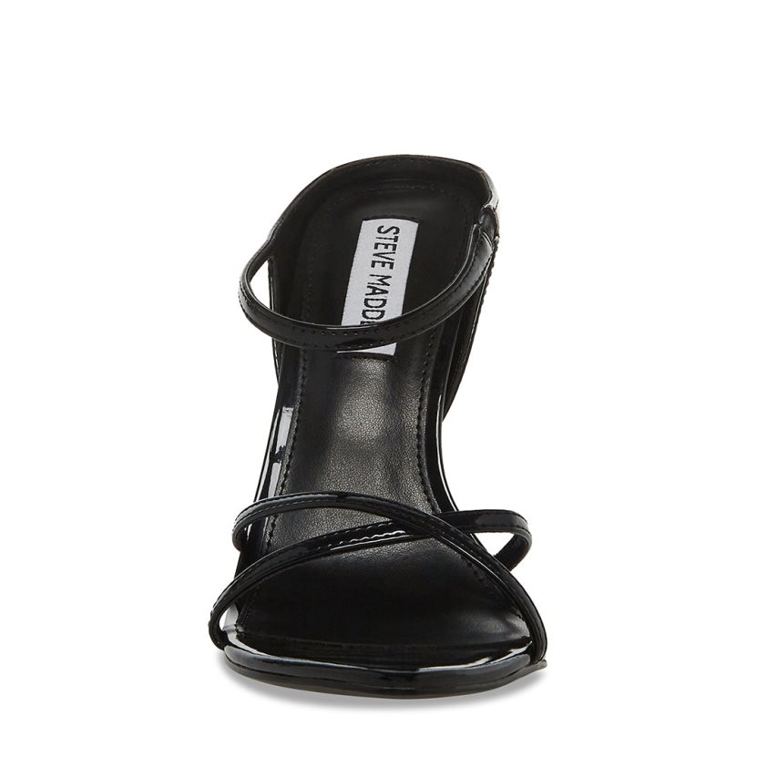 σανδαλια με τακουνι γυναικεια Steve Madden Stunner λουστρινι μαυρα | GR-6952XKM
