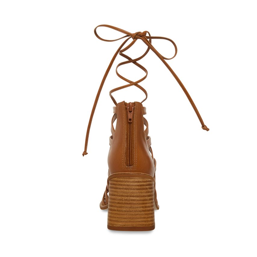 σανδαλια με τακουνι γυναικεια Steve Madden Cherri30 δερματινα καφε | GR-715OWGQ