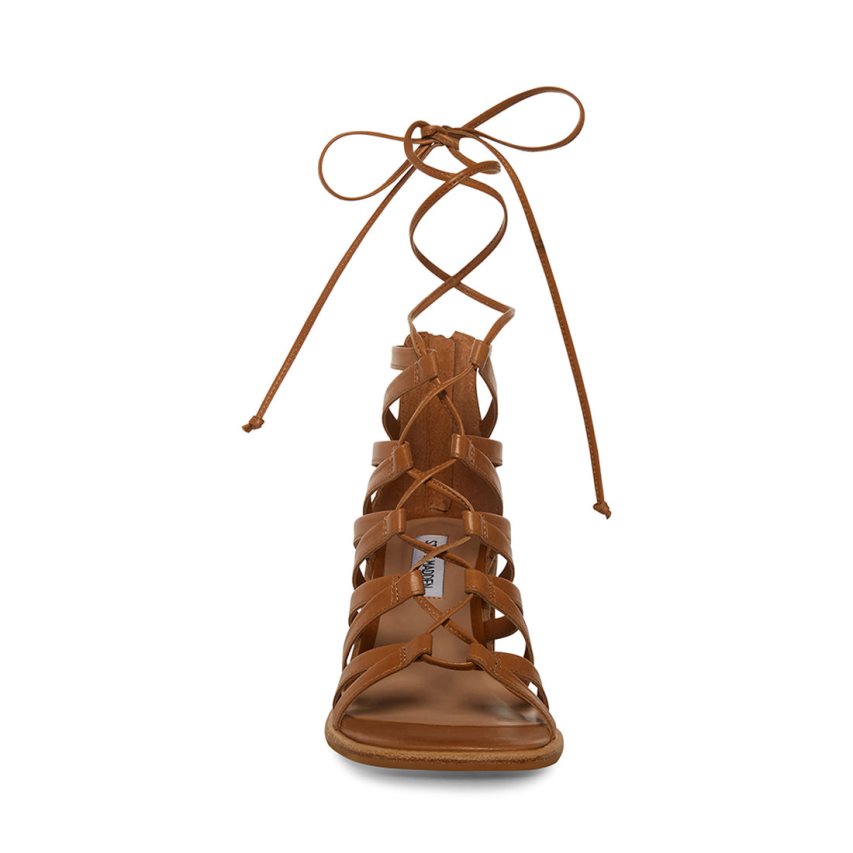 σανδαλια με τακουνι γυναικεια Steve Madden Cherri30 δερματινα καφε | GR-715OWGQ