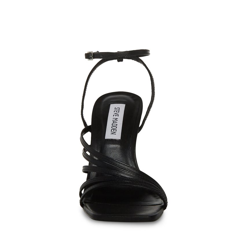 σανδαλια με τακουνι γυναικεια Steve Madden Kamila δερματινα μαυρα | GR-7231JBW