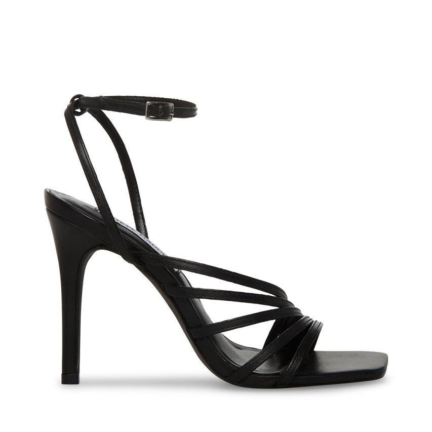 σανδαλια με τακουνι γυναικεια Steve Madden Kamila δερματινα μαυρα | GR-7231JBW