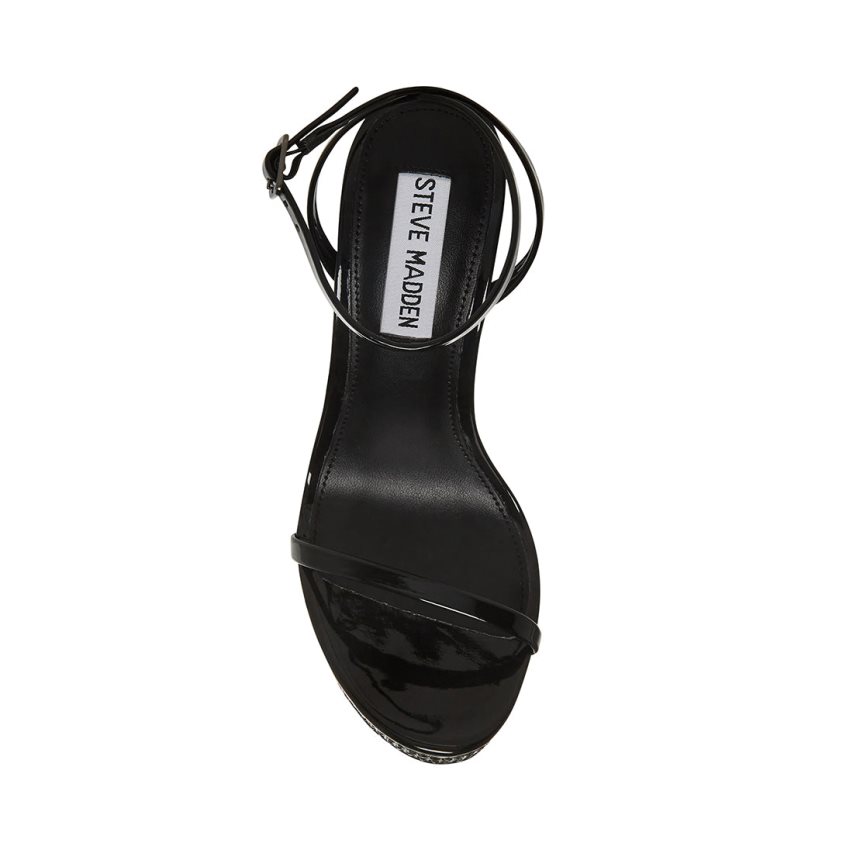 σανδαλια με τακουνι γυναικεια Steve Madden Ari λουστρινι μαυρα | GR-7234XCU