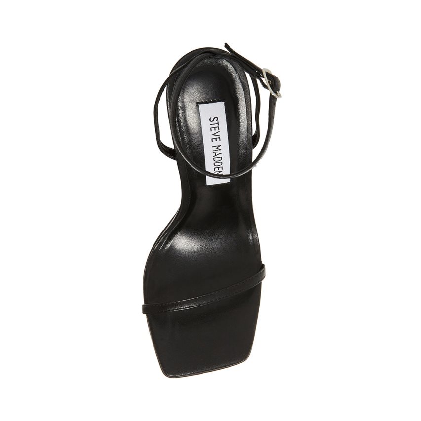 σανδαλια με τακουνι γυναικεια Steve Madden Midnight δερματινα μαυρα | GR-7245ZFJ