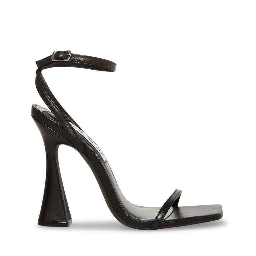 σανδαλια με τακουνι γυναικεια Steve Madden Midnight δερματινα μαυρα | GR-7245ZFJ