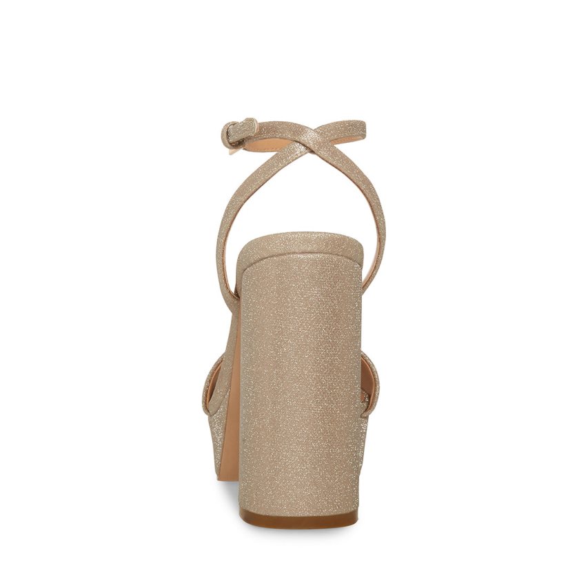 σανδαλια με τακουνι γυναικεια Steve Madden Lessa Glitter χρυσο χρωμα | GR-7452FCN
