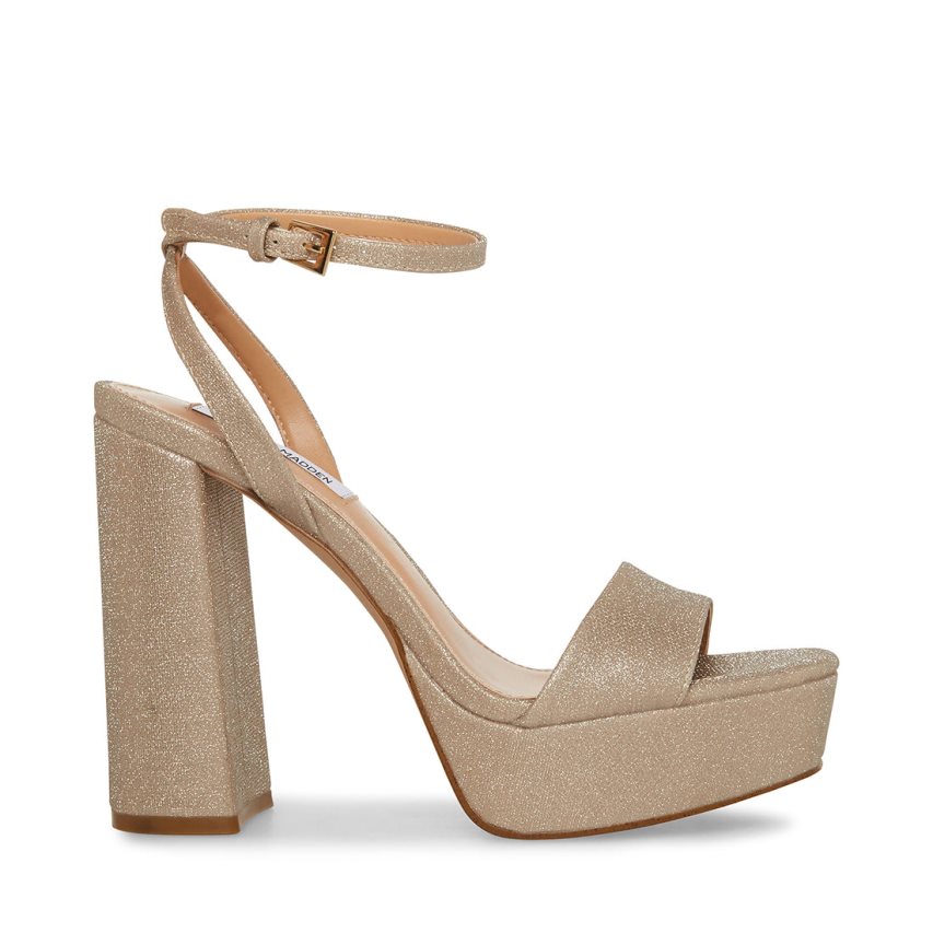 σανδαλια με τακουνι γυναικεια Steve Madden Lessa Glitter χρυσο χρωμα | GR-7452FCN