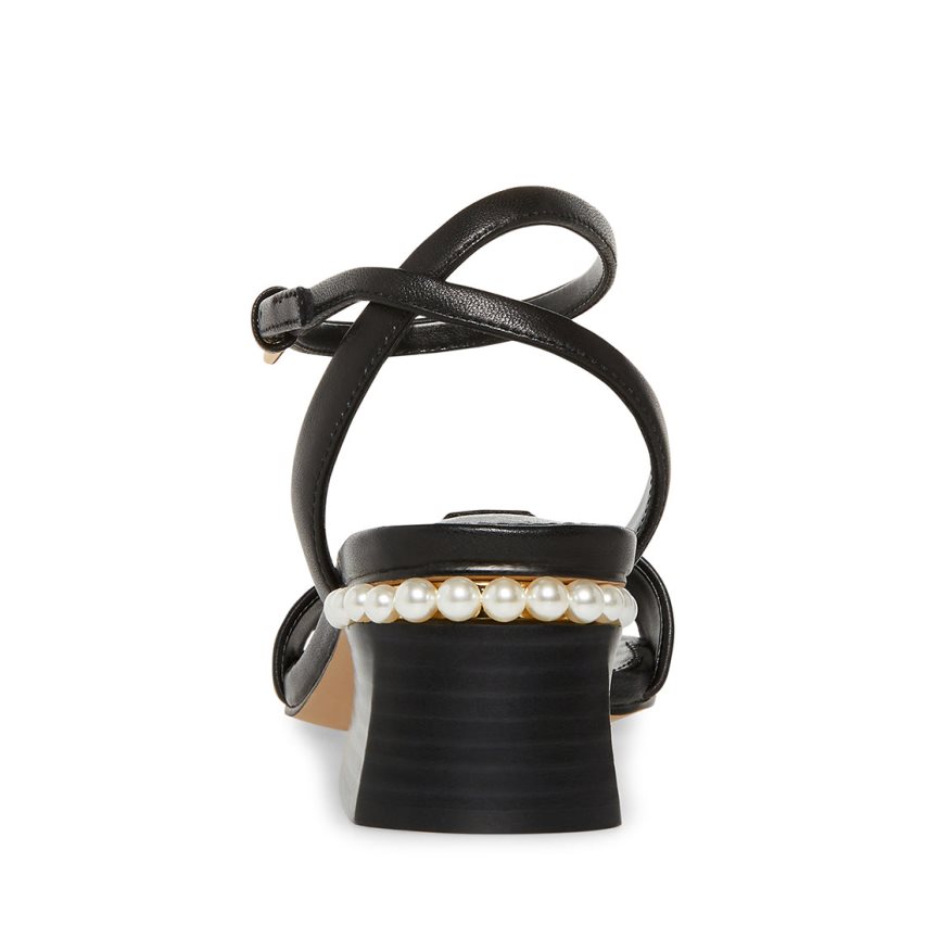 σανδαλια με τακουνι γυναικεια Steve Madden Nora δερματινα μαυρα | GR-7568UPE