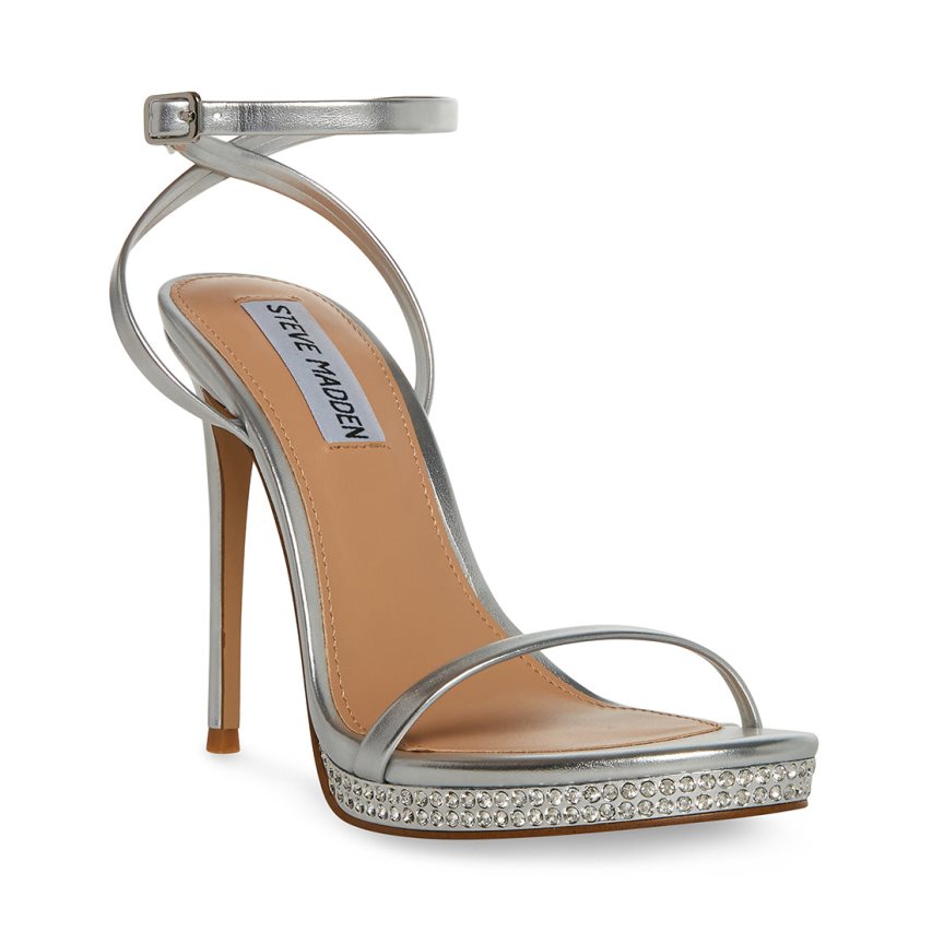 σανδαλια με τακουνι γυναικεια Steve Madden Ari ασημι | GR-758OHQA