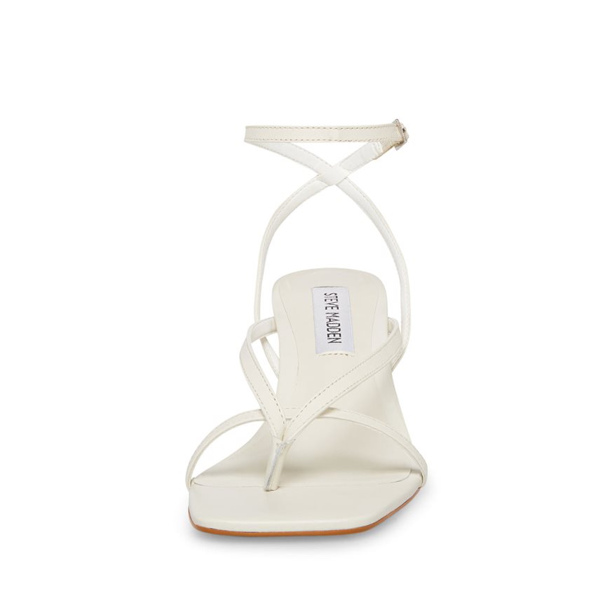 σανδαλια με τακουνι γυναικεια Steve Madden Alaina δερματινα ασπρα | GR-7594ARI