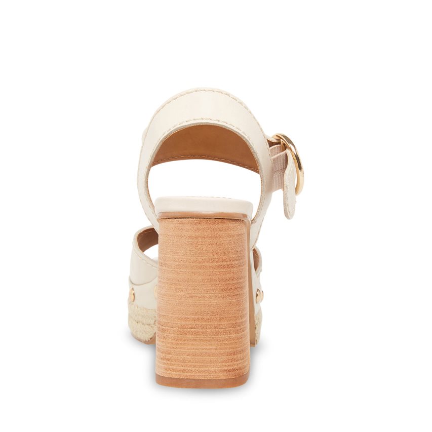 σανδαλια με τακουνι γυναικεια Steve Madden Kamille δερματινα ασπρα | GR-781OCNB