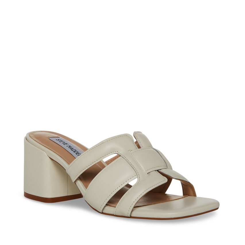 σανδαλια με τακουνι γυναικεια Steve Madden Clover δερματινα ανοιχτο γκρι | GR-78O9DJO