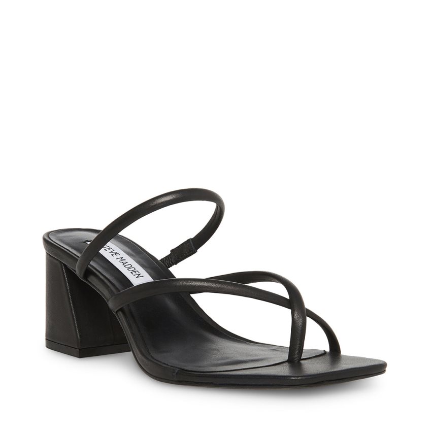 σανδαλια με τακουνι γυναικεια Steve Madden Effie δερματινα μαυρα | GR-7952RBY