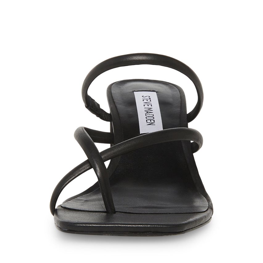 σανδαλια με τακουνι γυναικεια Steve Madden Effie δερματινα μαυρα | GR-7952RBY