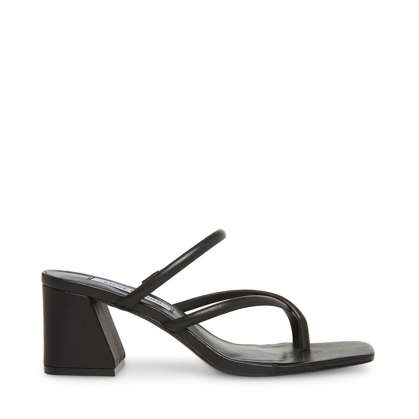 σανδαλια με τακουνι γυναικεια Steve Madden Effie δερματινα μαυρα | GR-7952RBY