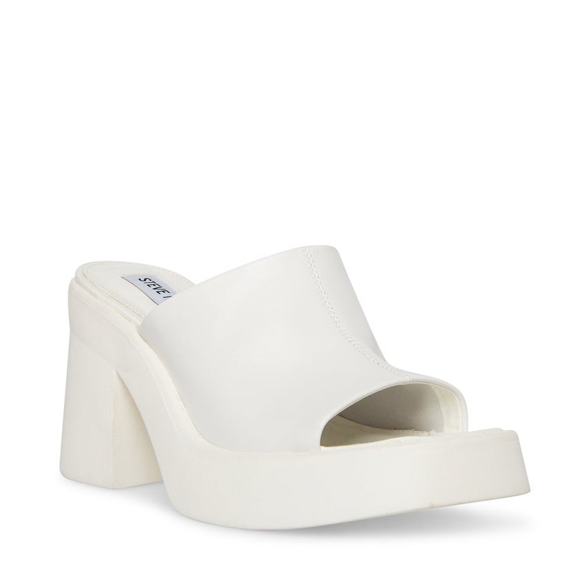 σανδαλια με τακουνι γυναικεια Steve Madden Kane δερματινα ασπρα | GR-7O86MAQ