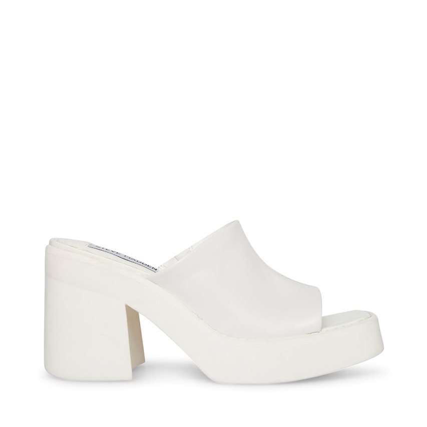 σανδαλια με τακουνι γυναικεια Steve Madden Kane δερματινα ασπρα | GR-7O86MAQ