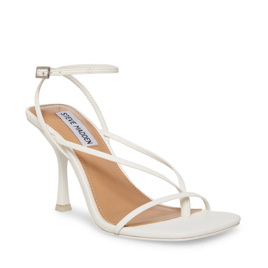 σανδαλια με τακουνι γυναικεια Steve Madden Annie ασπρα | GR-8142SVI