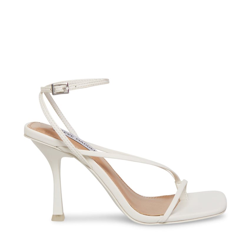 σανδαλια με τακουνι γυναικεια Steve Madden Annie ασπρα | GR-8142SVI