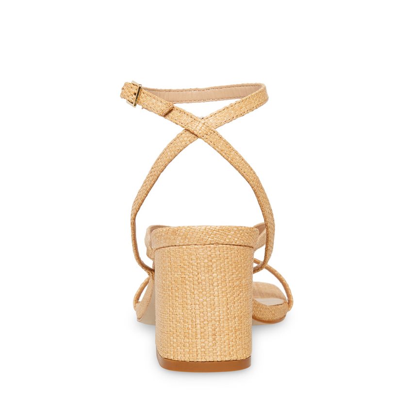 σανδαλια με τακουνι γυναικεια Steve Madden Alaina Raffia Μπεζ | GR-8194RCU