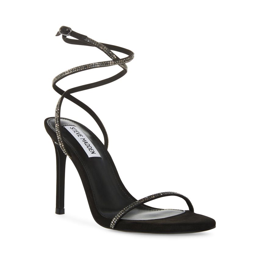 σανδαλια με τακουνι γυναικεια Steve Madden Aubrey μαυρα | GR-81O4ODS