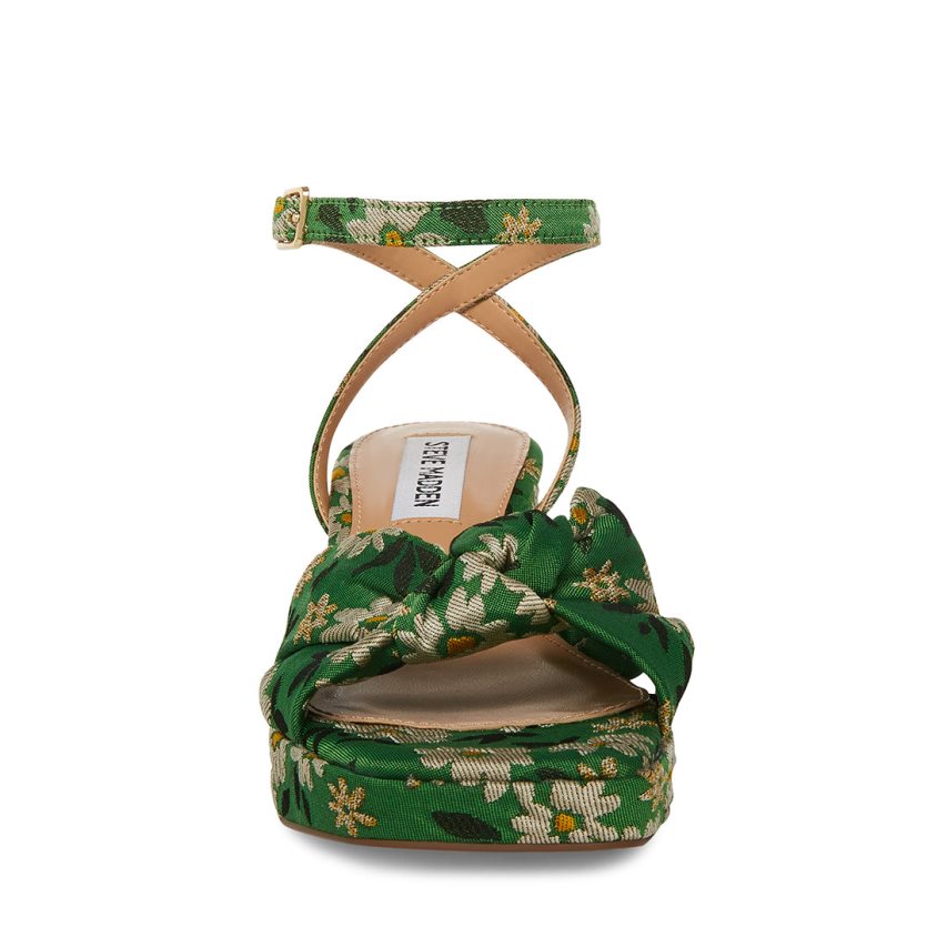 σανδαλια με τακουνι γυναικεια Steve Madden Bettina Floral πρασινο | GR-82O7TYA