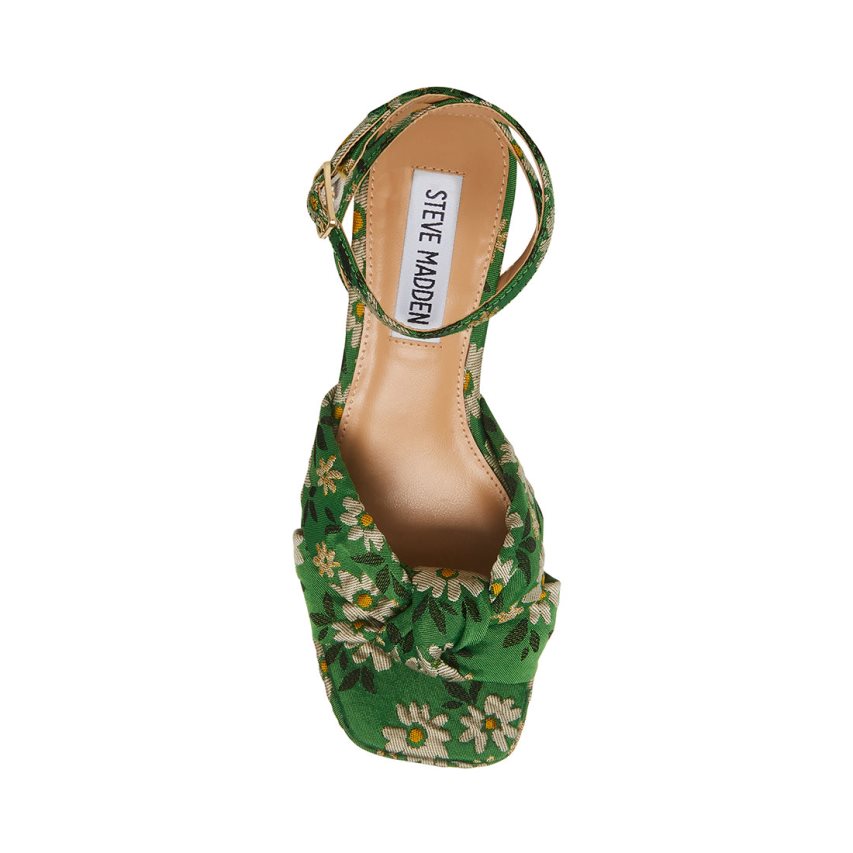 σανδαλια με τακουνι γυναικεια Steve Madden Bettina Floral πρασινο | GR-82O7TYA