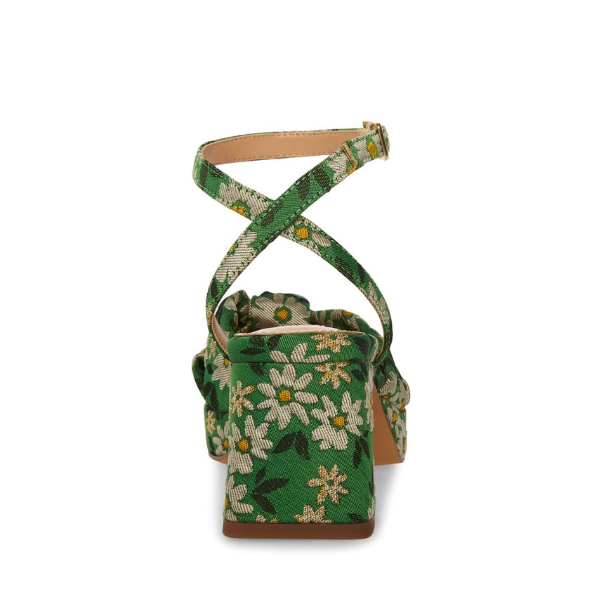 σανδαλια με τακουνι γυναικεια Steve Madden Bettina Floral πρασινο | GR-82O7TYA