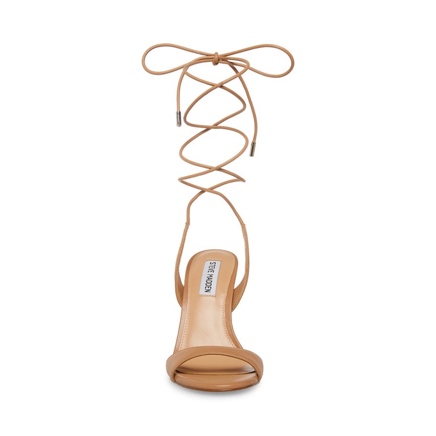 σανδαλια με τακουνι γυναικεια Steve Madden Michelle Natural δερματινα καφε | GR-8476FQY