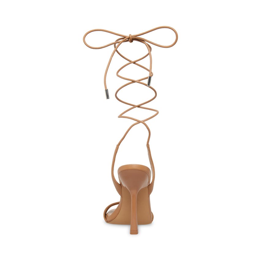 σανδαλια με τακουνι γυναικεια Steve Madden Michelle Natural δερματινα καφε | GR-8476FQY