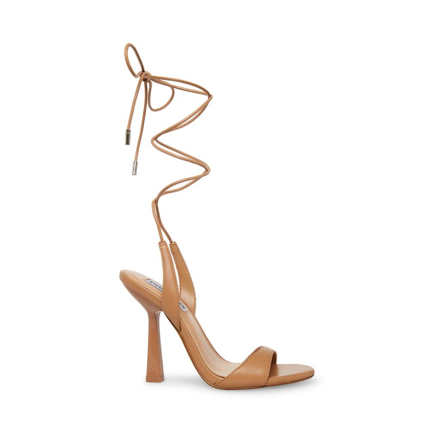 σανδαλια με τακουνι γυναικεια Steve Madden Michelle Natural δερματινα καφε | GR-8476FQY