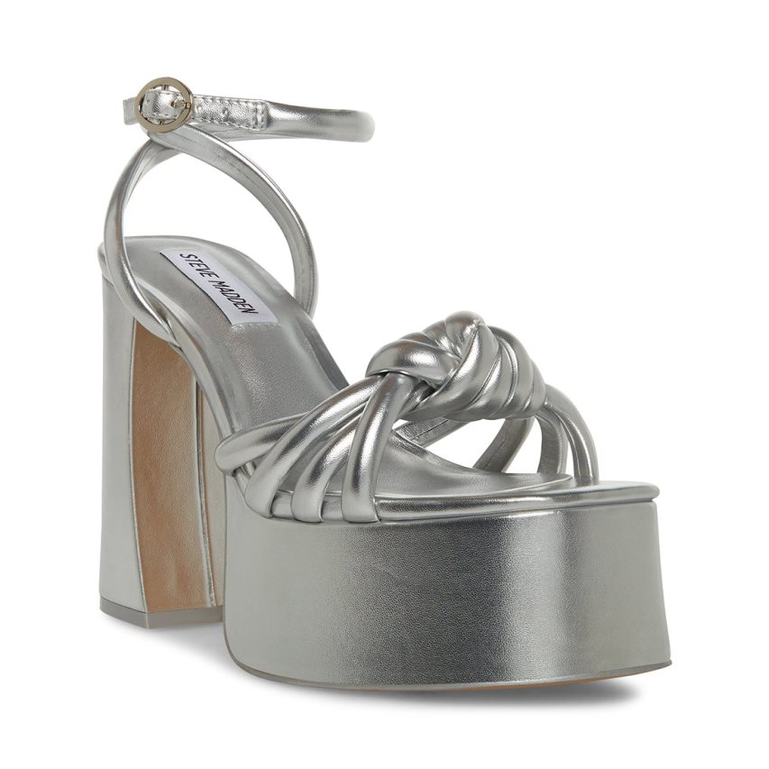 σανδαλια με τακουνι γυναικεια Steve Madden Bonnie ασημι | GR-8594CMQ
