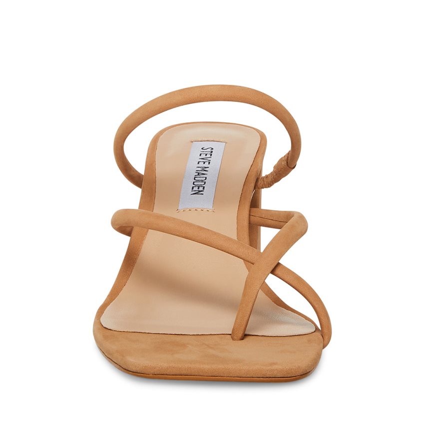 σανδαλια με τακουνι γυναικεια Steve Madden Effie Nubuck καφε | GR-863OYHK