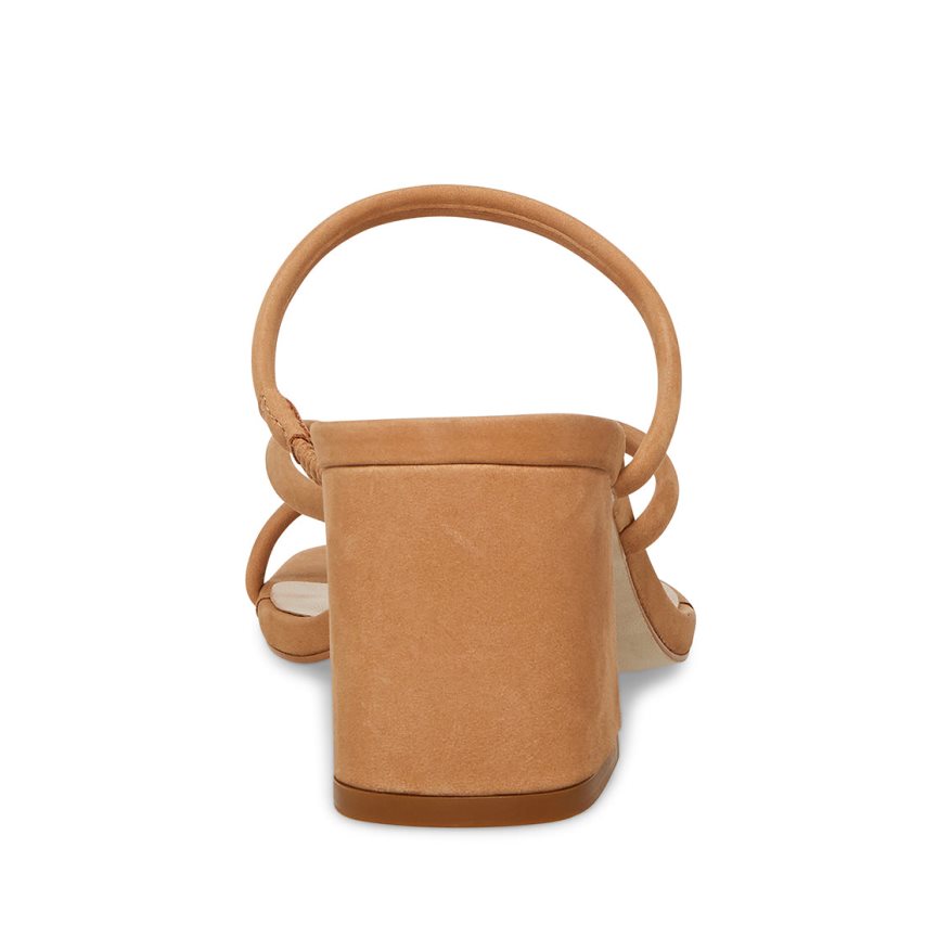 σανδαλια με τακουνι γυναικεια Steve Madden Effie Nubuck καφε | GR-863OYHK